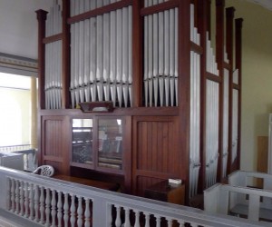 In the choir loft looking at the organ
